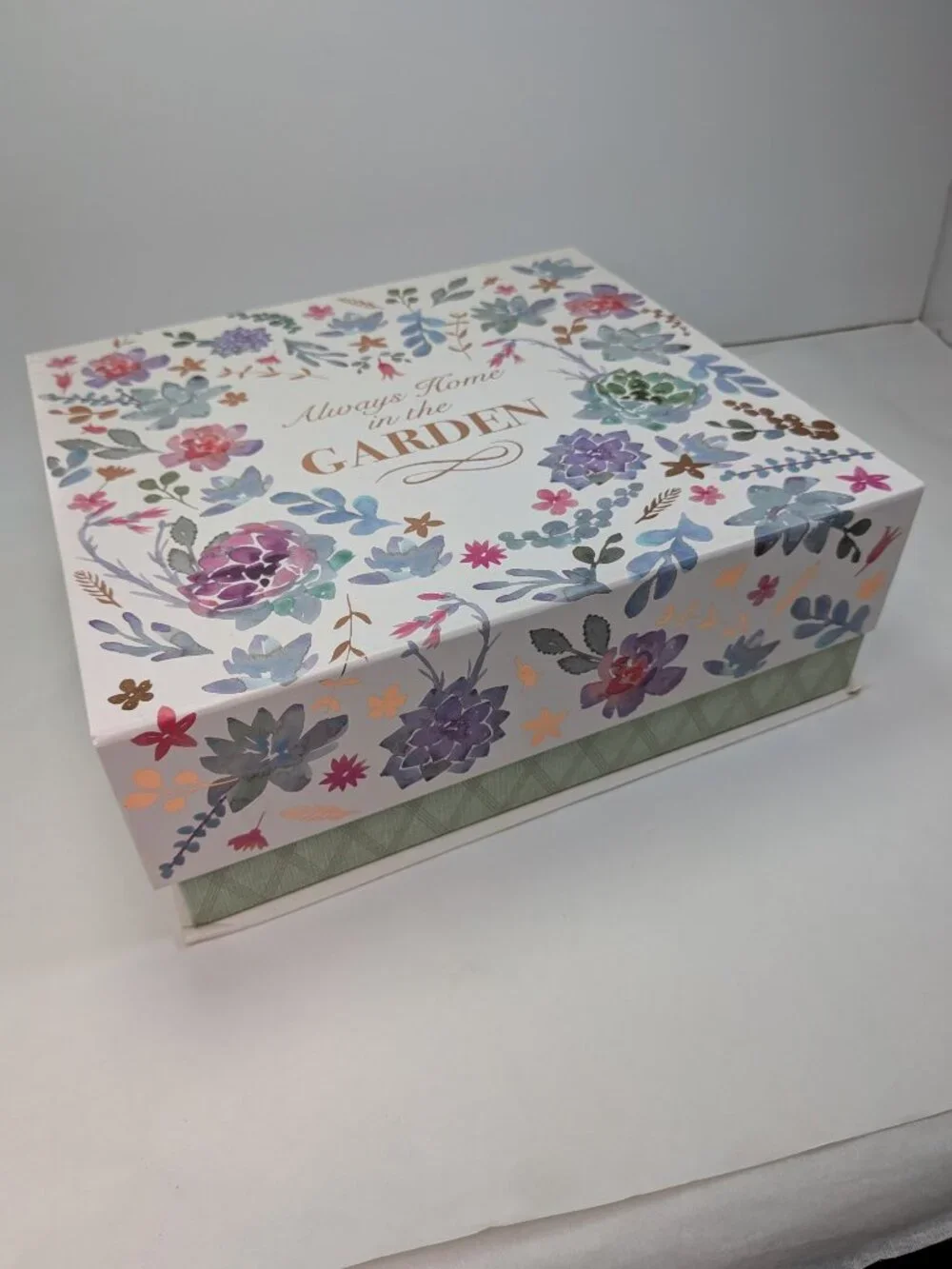 Nesting Decorative Gift Boxes Peacock Floral Watercolor Gold Foil Set of 2